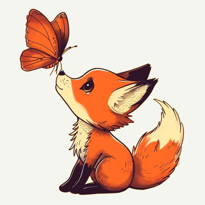 Fox with butterfly
