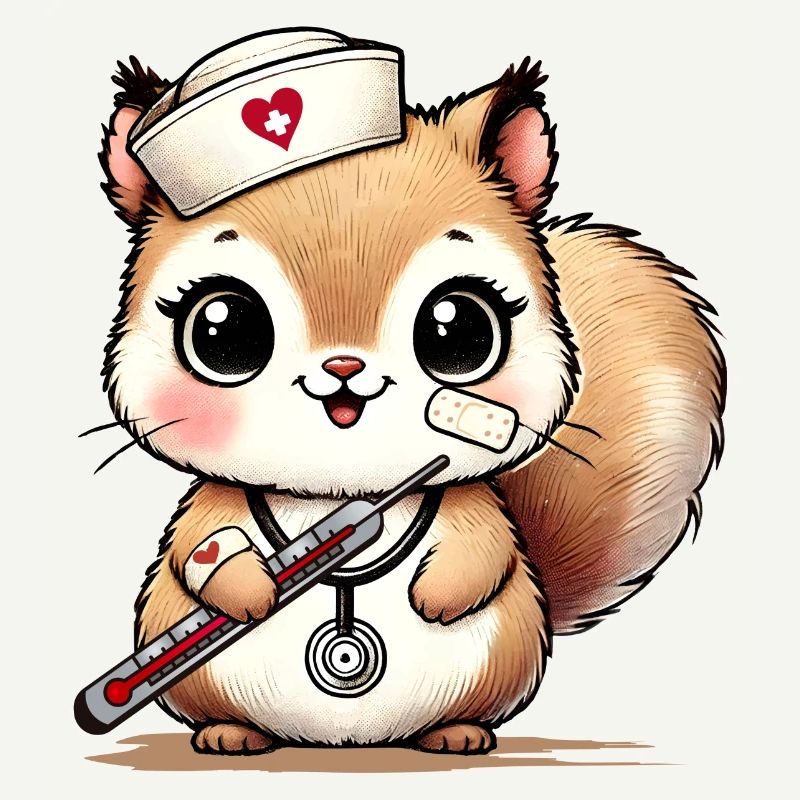 Bezauberndes Eichhörnchen als Krankenschwester