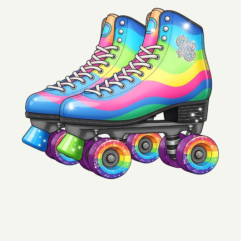 Rainbow Roller Skates Retro Disco Style