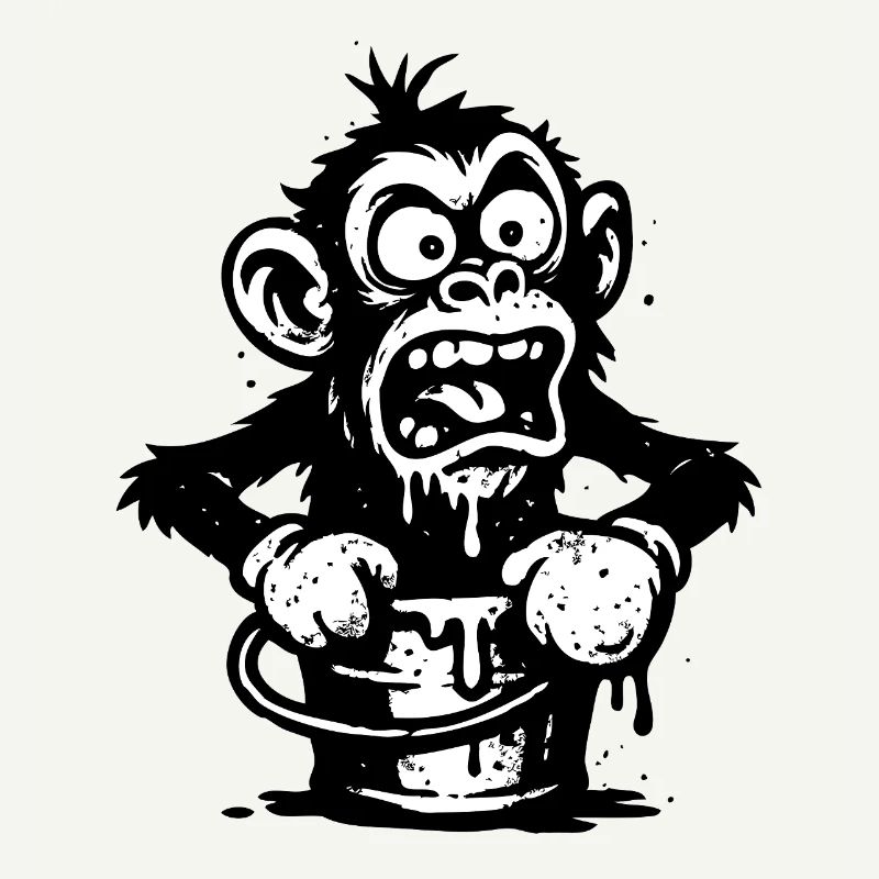 Monkey in a Bucket | Shocked monkey with dripping design