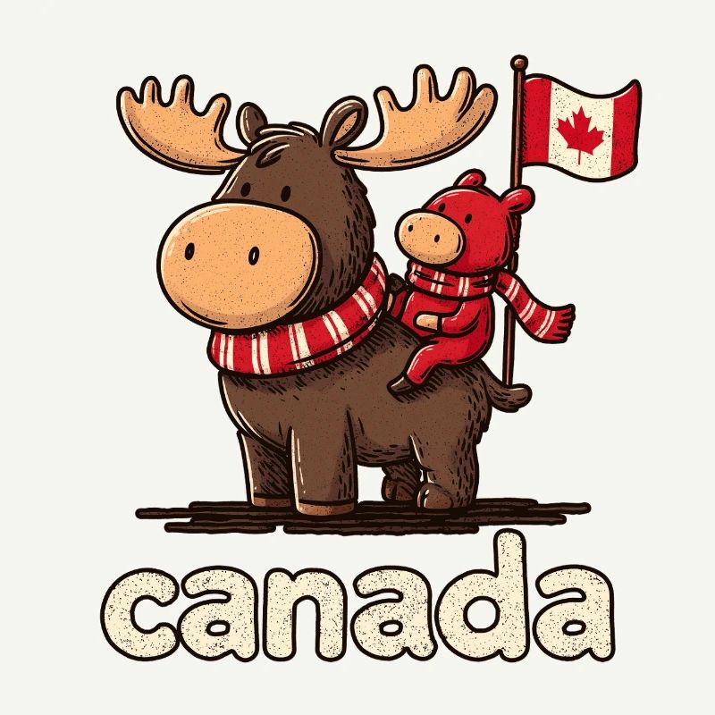 Mousse du Canada avec un petit compagnon