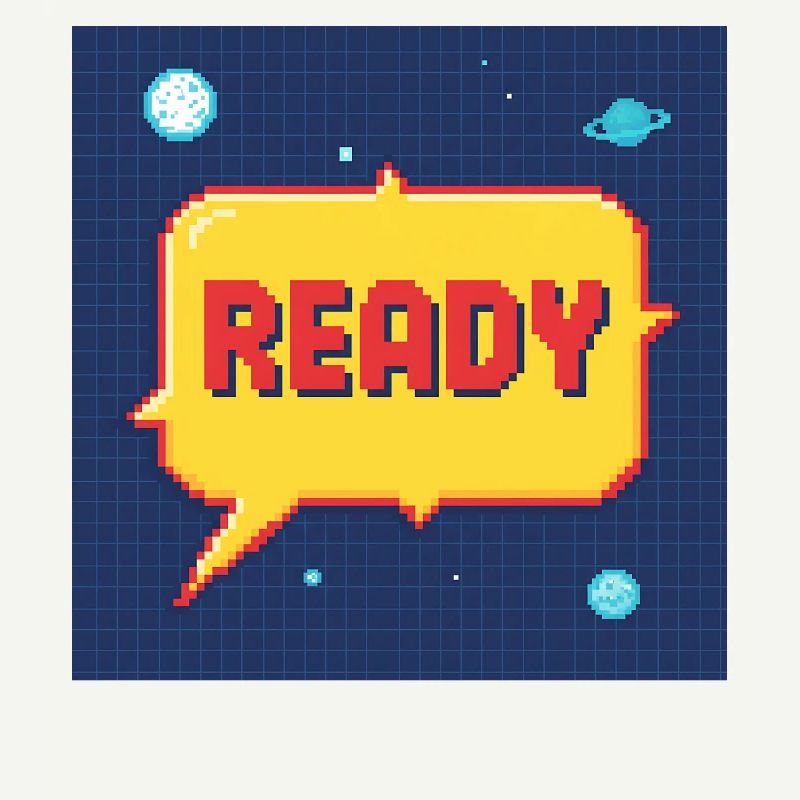 Ready Pixel Speech Bubble in Space