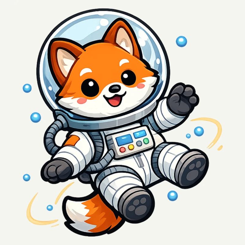 Le Renard de l’Espace en combinaison spatiale