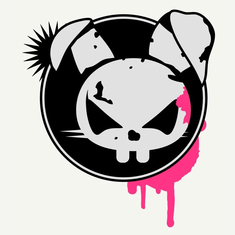 A grunge sticker with a rabbit head