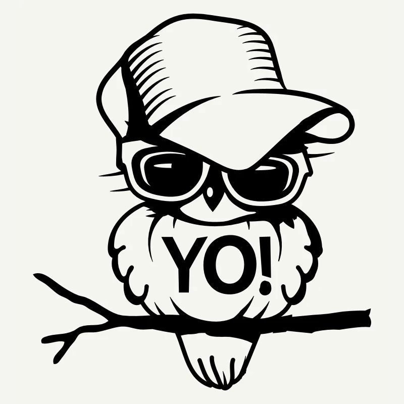 Vogel mit Brille und Baseballcap