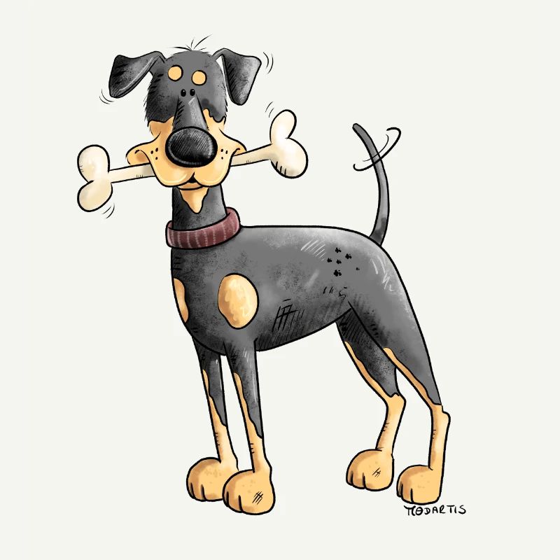 Dobermann Oder Pinscher mit Knochen