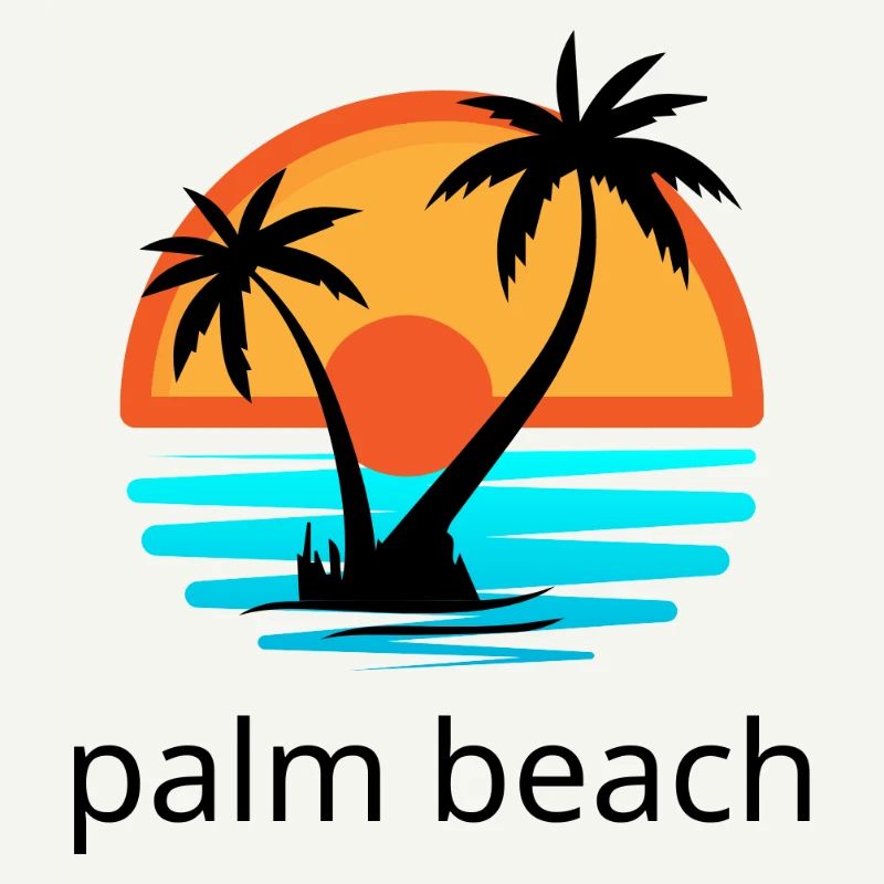 Sunset with palm trees. Palm Beach.