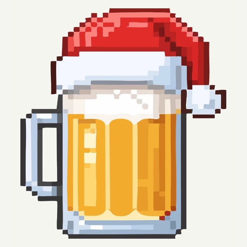 Bière Pixel avec Chapeau de Père Noël – Conception de Noël