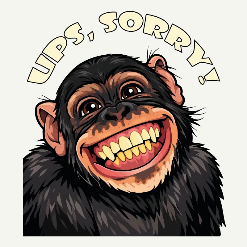 Oops, sorry! Funny Grinning Cartoon Monkey