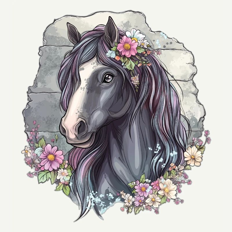 Pferd mit Blüten