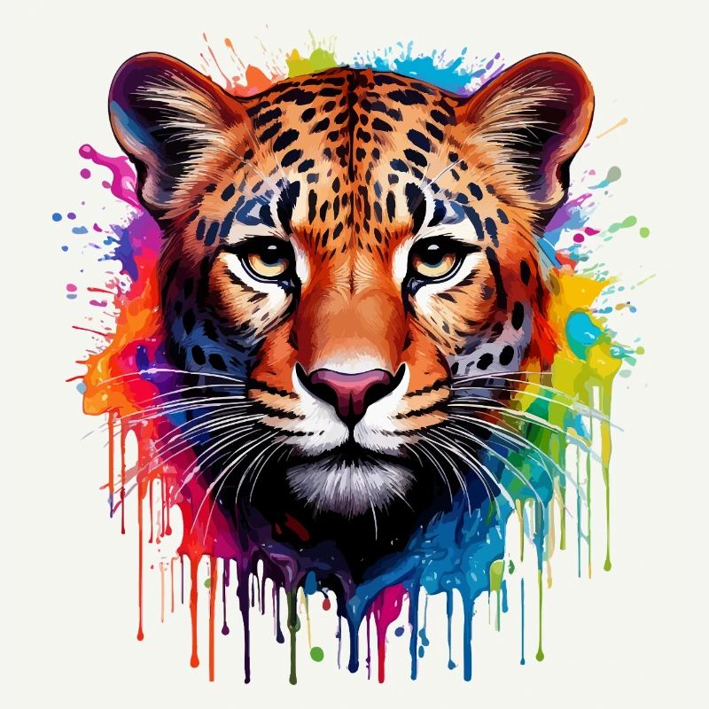 Leopard Farbexplosion Aquarell