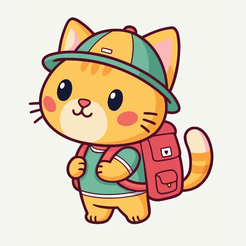 Explorer cat with backpack