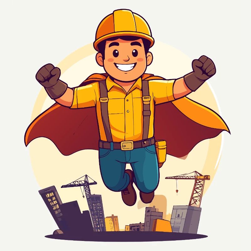 Bauhelden Superheld Bauarbeiter Held der Baustelle