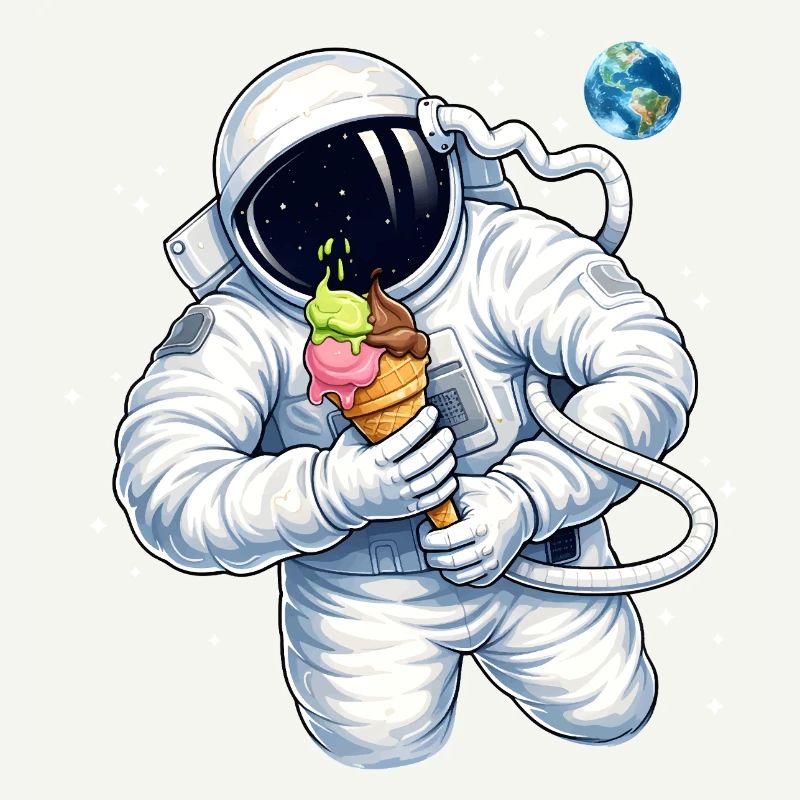 Astronaute avec une glace dans l’espace
