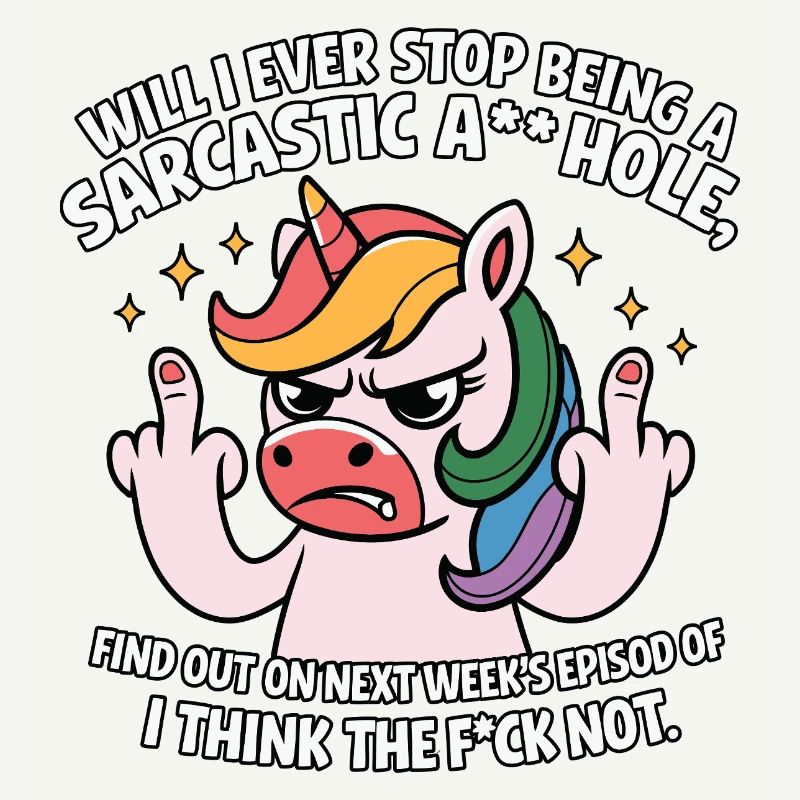 Provokatives Einhorn mit Mittelfinger Sarkasmus