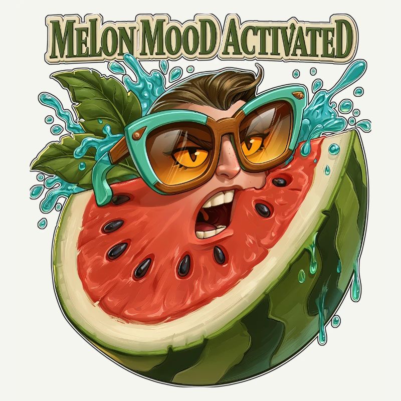 Visage drôle de pastèque activé par l’humeur de melon