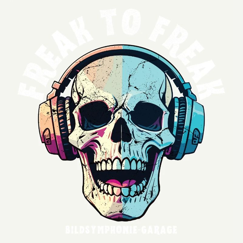 Skull mit Neon Kopfhörer-Design