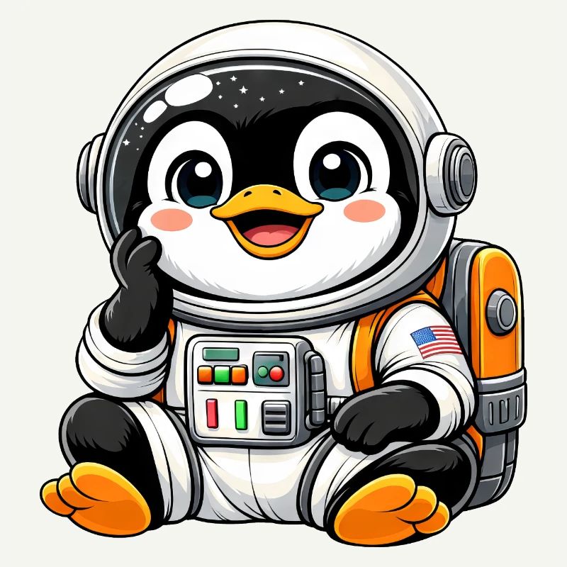 Dessin animé Astronaute Explorateur de l’Espace Pingouin mignon