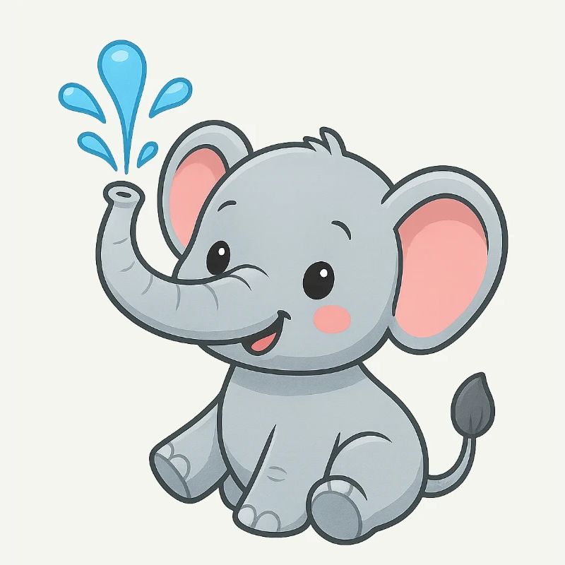 Mignon ami éléphant avec éclaboussure d’eau