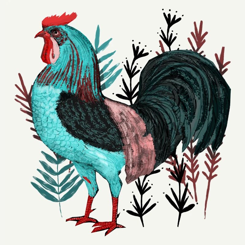 Le coq turquoise dans la conception végétale