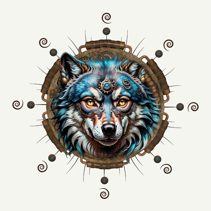 Fantastic steampunk wolf.