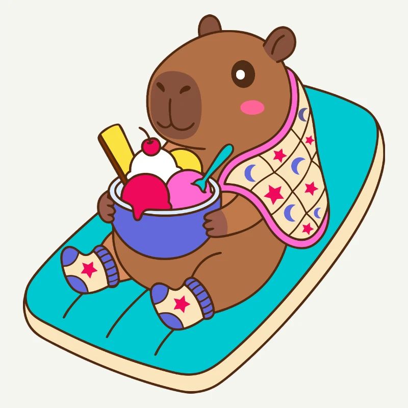 Capibara Sundae sur une plage Float - mode vacances