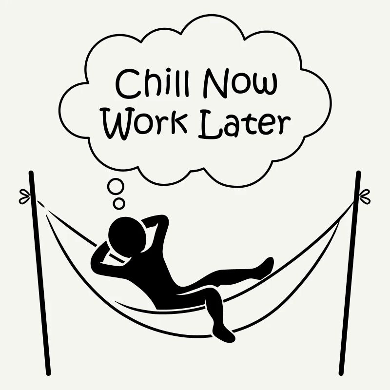 Männchen in Hängematte "CHILL NOW WORK LATER"