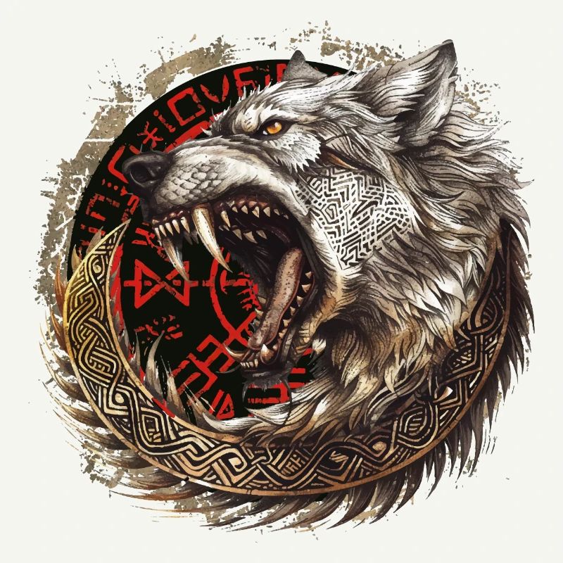 Wikinger Wolf Wölfe Odins Geri & Freki Valhalla