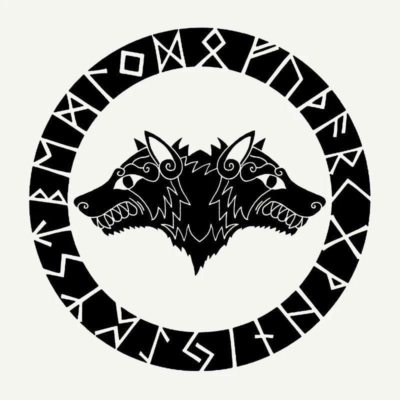 Two-headed black wolf