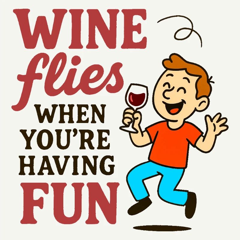 Cheerful drinking wine funny text