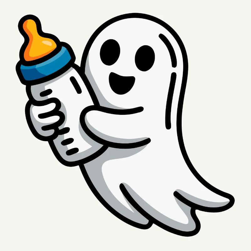 Ghost with pacifier illustration