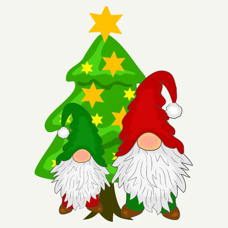 Gnome devant le sapin de Noël