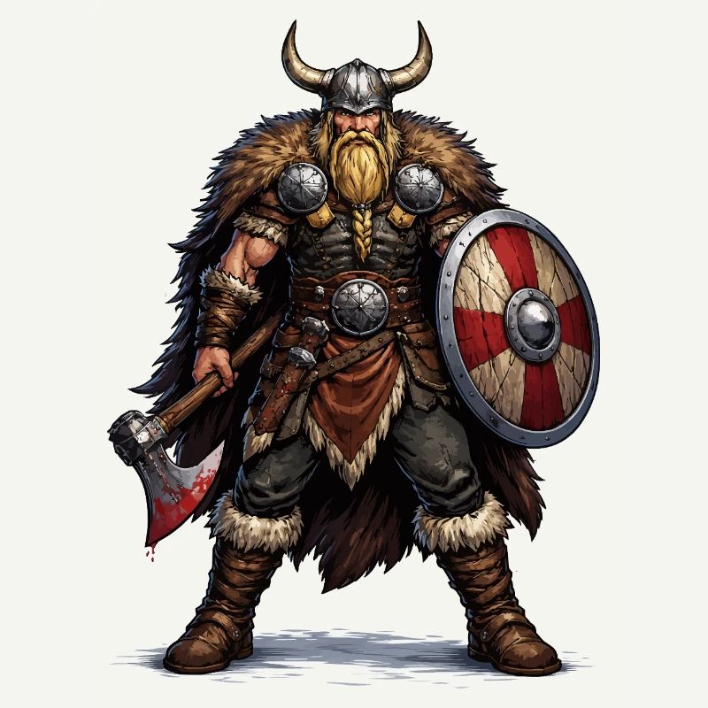 Viking Warrior with Shield and Axe