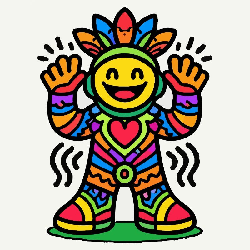 Bunte Sonnenfigur mit Herz