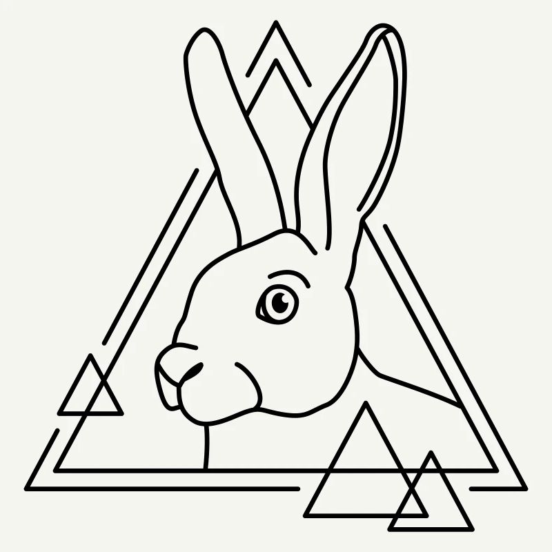 Lapin en forme géométrique - conception d’art au trait
