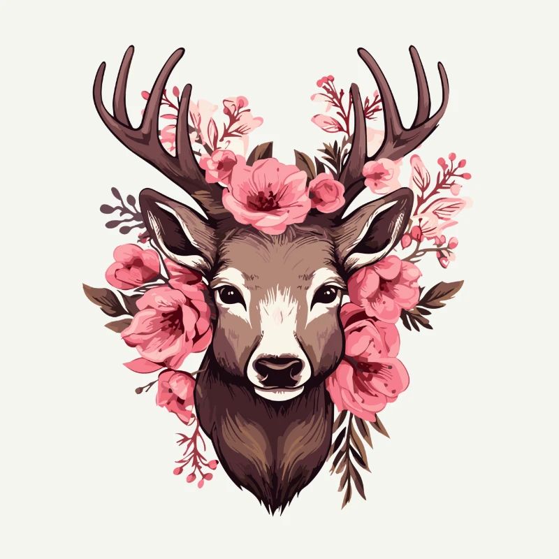 Roe Deer with Flowers Costumes Deer Head Deer Head