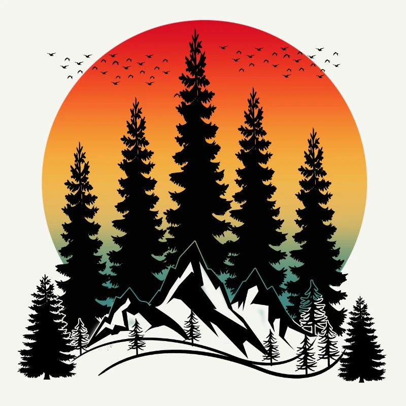 SUNSET MOUNTAIN AND TREES