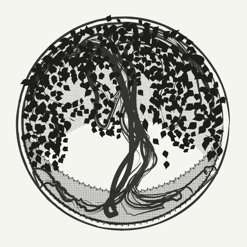 Dark Tree Circle Silhouette