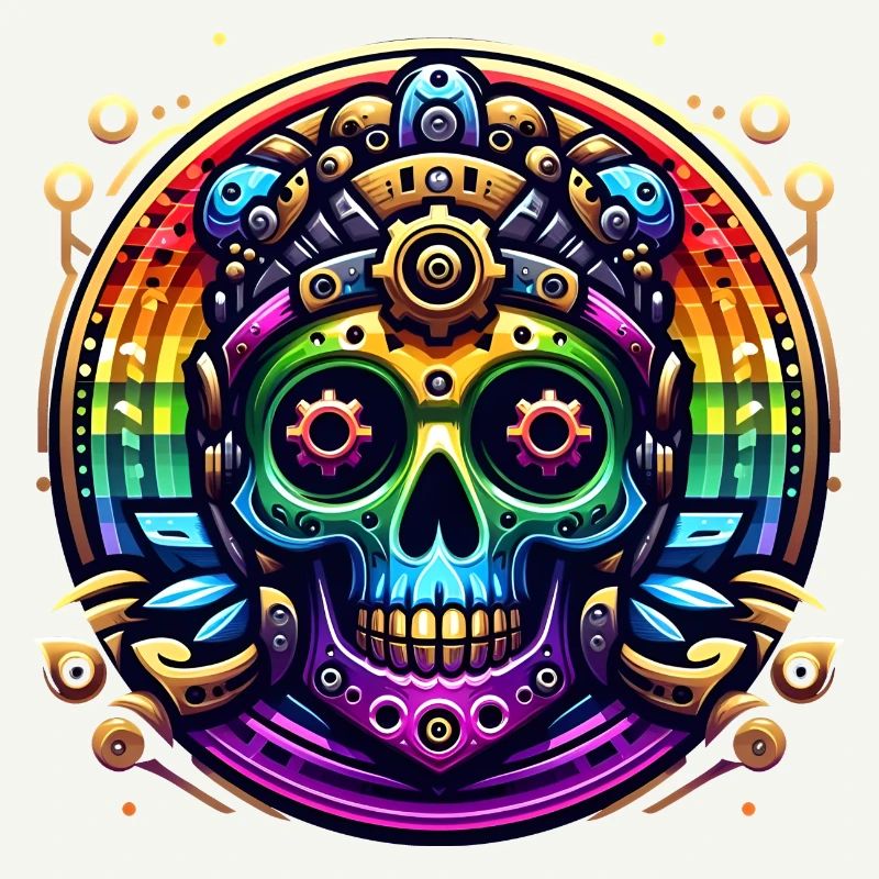 Metallic Rainbow Skull 2