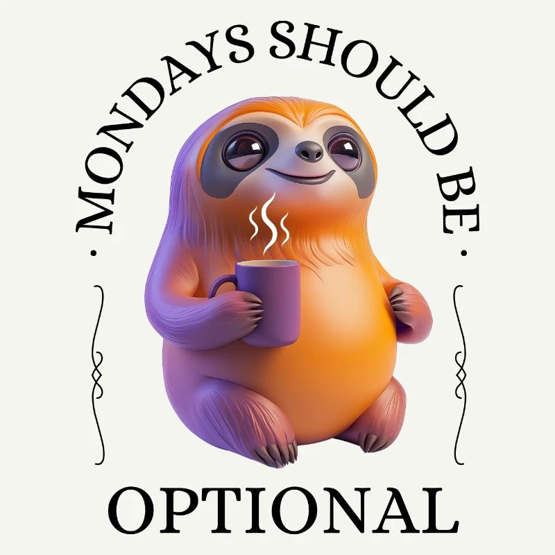Coffee-Drinking Sloth – Relaxed & Pleasurable