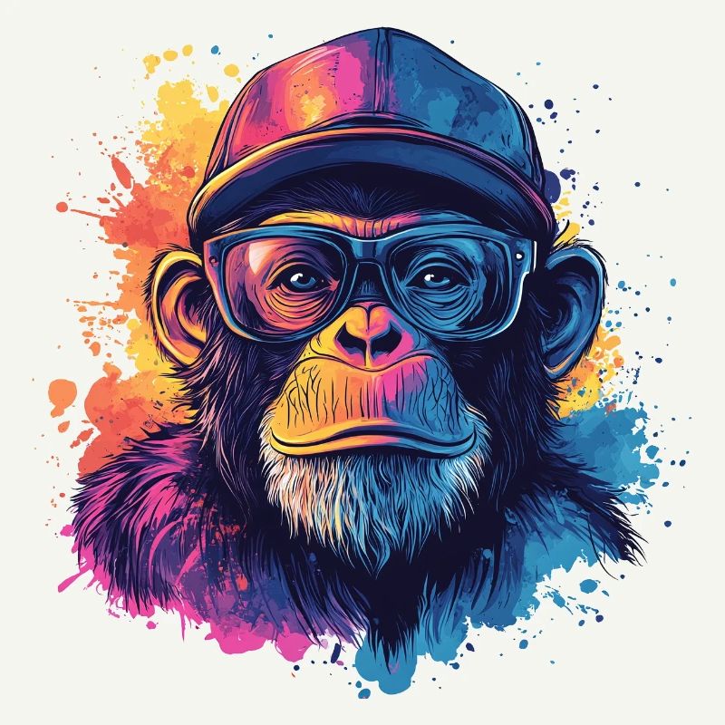 Wasserfarben Hipster Affe