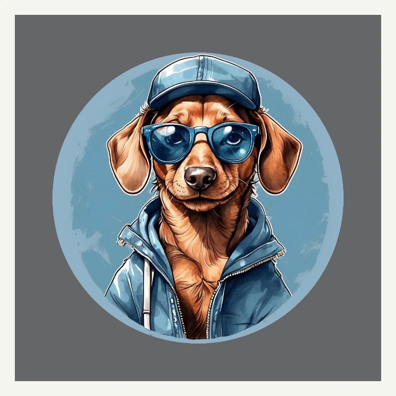 Teckel Teckel avec lunettes de soleil et sweat à capuche