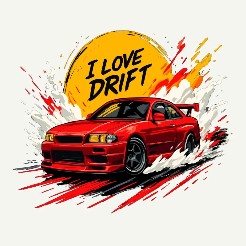 Red Drift Car Splash Artwork