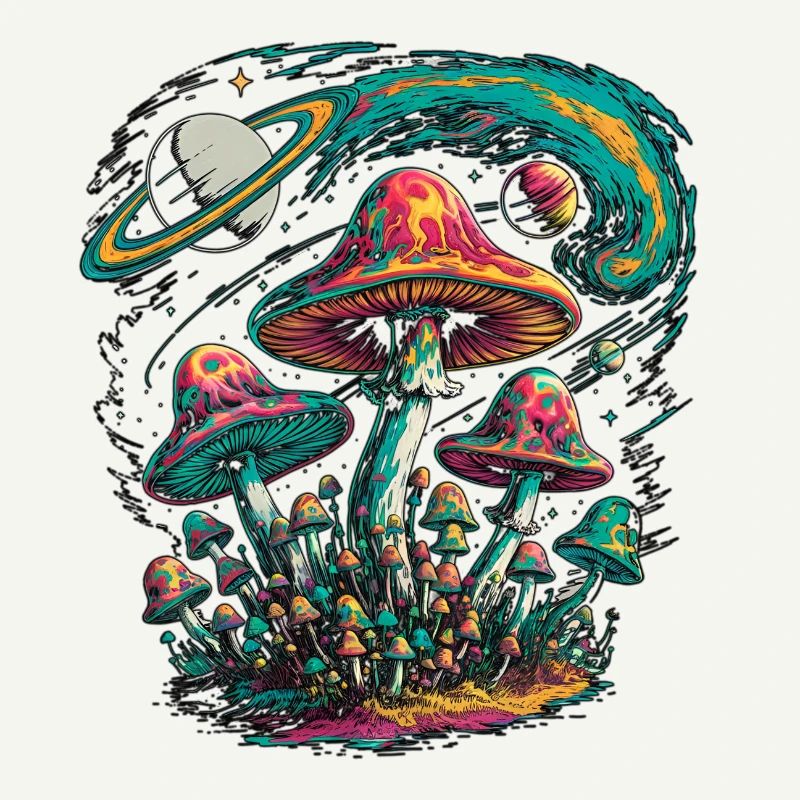 Psychedelic Cosmic Mushrooms Artwork