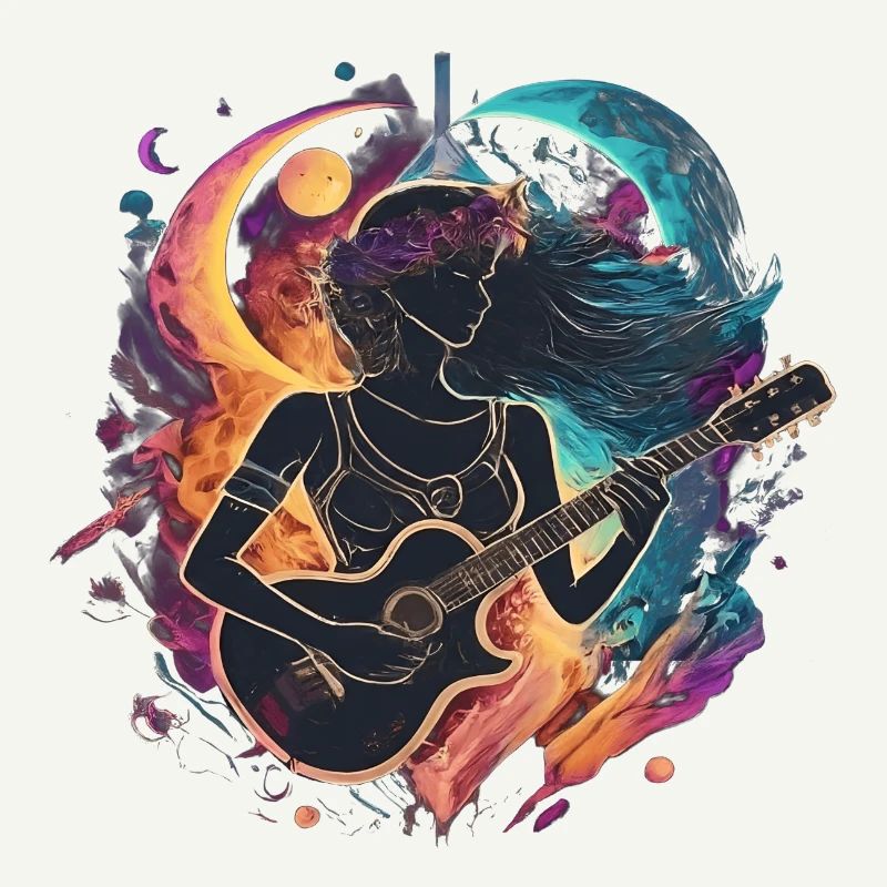 Illustration d’art de guitariste céleste