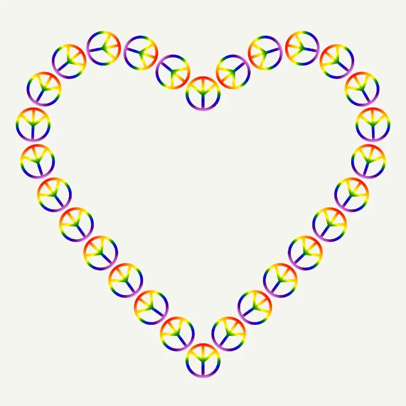 Rainbow Peace Heart Pattern
