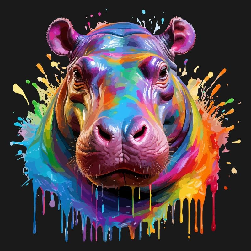 Bunter Hippo Farbexplosion