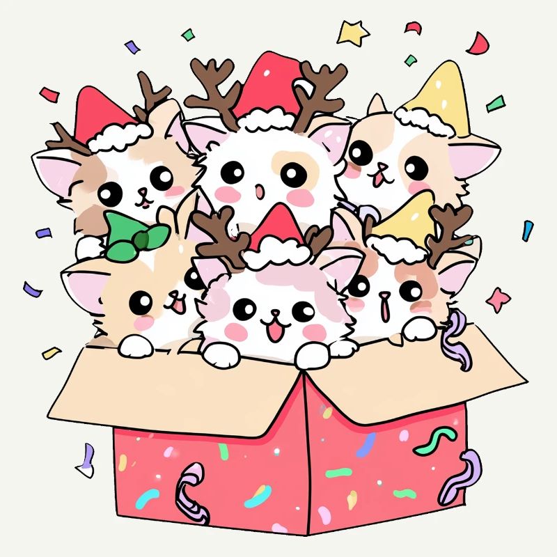 Chat de Noël Aide du Père Noël Chatons - vacances