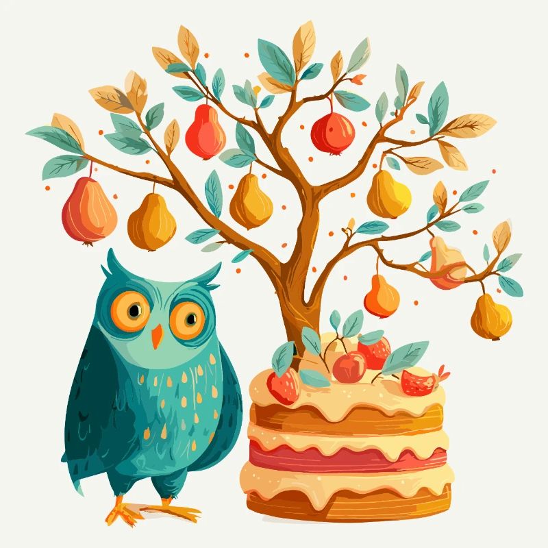 Fruchtbaum und Eulenkuchen