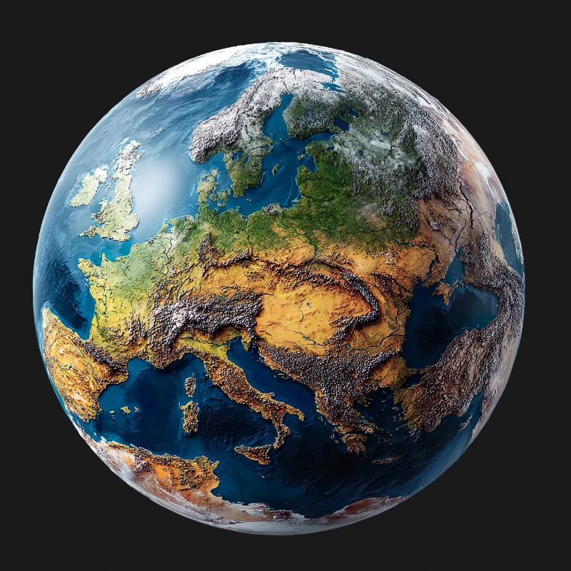 Conception du globe : paysage Europe-Asie